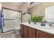 Elegant bathroom with double vanity and a walk-in shower at 3829 S Harlan --, Mesa, AZ 85212