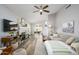 Bright living room features hardwood floors, fireplace, and comfortable seating at 4636 E Danbury Rd, Phoenix, AZ 85032
