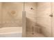 Clean bathroom with a large walk-in shower and built-in seat at 11542 W Pronghorn Ct, Surprise, AZ 85378