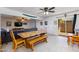 Dining area featuring a rustic wooden table and bench at 3953 W Evans Dr, Phoenix, AZ 85053