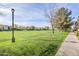 Green grassy area with mature trees and walking path at 3683 E Leslie Dr, Gilbert, AZ 85296