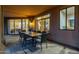 Covered patio with seating for outdoor dining at 9325 E Paraiso Dr, Scottsdale, AZ 85255