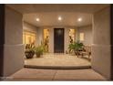 Elegant entryway with stained glass windows at 10751 E Candlewood Dr, Scottsdale, AZ 85255