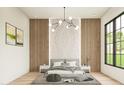 Main bedroom with large window and wood wall at 2659 E Maplewood St, Gilbert, AZ 85297