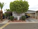 Mobile home with carport and mature landscaping at 4065 E University Dr # 462, Mesa, AZ 85205