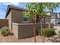 Side view of the house showing the landscaping and a small tree at 40095 W Hensley Way, Maricopa, AZ 85138