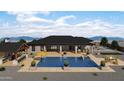 Aerial view showcasing pool, outdoor kitchen, and backyard at 1896 E Cloud Rd, Phoenix, AZ 85086