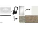 Modern bathroom features with matte black fixtures and wood-look tile at 2622 E Homesteader Rd, San Tan Valley, AZ 85140