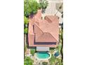 Aerial view showing home with pool and surrounding landscape at 6574 S Crestview Dr, Gilbert, AZ 85298
