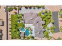 Overhead view of home, pool, and landscaping at 3749 E Juniper Cir, Mesa, AZ 85205
