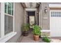 Pathway leads to front door, flanked by potted plants and brick wall accents at 10020 E Strobe Ave, Mesa, AZ 85212