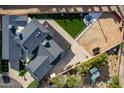 Aerial view showcasing a home's layout and backyard at 6514 N 85Th Pl, Scottsdale, AZ 85250