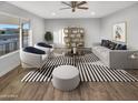 Bright living room with a neutral color scheme and stylish furniture at 9814 W Hutton Dr, Sun City, AZ 85351