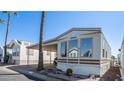 Mobile home with carport and palm trees at 312 S Emerald Dr, Apache Junction, AZ 85119