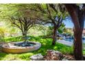 Lush backyard with a fountain, waterfall, and tranquil pool area at 15972 N 115Th Way, Scottsdale, AZ 85255