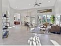 Open concept living room with high ceilings and access to backyard patio at 12028 N 80Th Pl, Scottsdale, AZ 85260