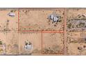 Aerial view showing two lots with houses; desert setting at 50910 W Long Rifle Rd, Aguila, AZ 85320