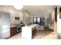 Open concept kitchen with island, stainless steel appliances, and white cabinetry at 4220 N 32Nd St # 1, Phoenix, AZ 85018