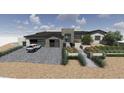 Modern home with stone and stucco exterior, plus landscaped yard at 5516 W Melinda Ln, Glendale, AZ 85308