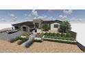 Modern home with stone and stucco exterior, plus landscaped yard at 5516 W Melinda Ln, Glendale, AZ 85308