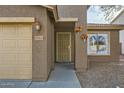 Front door entry with decorative planters and a security gate at 25763 W Satellite Ln, Buckeye, AZ 85326