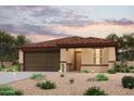 Single-story home with tile roof, 2-car garage, and desert landscaping at 1880 Broken Arrow Dr, Wickenburg, AZ 85390