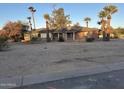 Ranch style home with a large front yard and mature palm trees at 6821 E Valley Vista Ln, Paradise Valley, AZ 85253