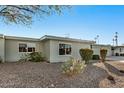 Single story home with light green exterior and mature landscaping including cactus plants at 9747 W Royal Ridge Dr, Sun City, AZ 85351