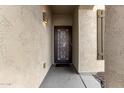 Front entry with decorative door, neutral-toned walls, and a welcome mat at 15949 N Cristine Ln, Surprise, AZ 85388