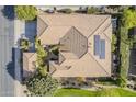 Bird's-eye view of a home with solar panels and a courtyard at 1741 E Adelante Way, Queen Creek, AZ 85140