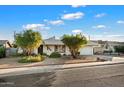 Inviting single-story home with mature trees and a welcoming front walkway at 8307 E Weldon Ave, Scottsdale, AZ 85251