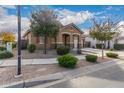 Inviting single-story home exterior with a well-maintained front yard at 22493 E Camina Plata --, Queen Creek, AZ 85142