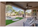 Relaxing backyard patio with seating and view of pool at 3829 S Harlan --, Mesa, AZ 85212
