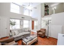 Living room with hardwood floors, high ceilings and loft at 7761 N 19Th Ln, Phoenix, AZ 85021