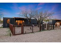 Modern container home with fenced yard and horse at 51445 N 299Th Ave, Wickenburg, AZ 85390