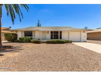 Front view of a ranch-style home with a single-car garage at 9933 W Riviera Dr, Sun City, AZ 85351