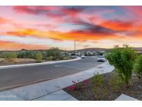 Quiet residential street at sunset, showcasing well-maintained homes at 13618 W Shifting Sands Dr, Peoria, AZ 85383