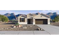 New construction home with mountain views and desert landscaping at 5736 E Clandestine Dr, San Tan Valley, AZ 85140