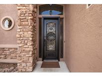 Ornate front door with stone accents welcomes you to this beautiful home at 568 N Falcon Dr, Gilbert, AZ 85234