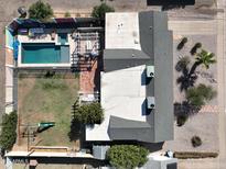 Aerial view showing house, pool, backyard, and playground at 3413 N 16Th N Dr, Phoenix, AZ 85015