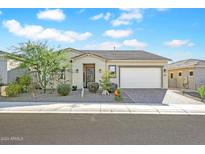 Single-story home with landscaped yard and two-car garage at 17917 W Amberwood Dr, Goodyear, AZ 85338
