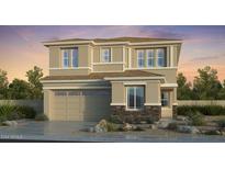 Two-story house with stone accents and a two-car garage at 7646 W Crabapple Dr, Peoria, AZ 85383