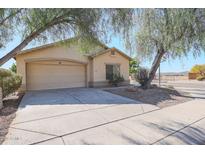 Single-story home with a two-car garage and mature trees at 2521 W Oberlin Way, Phoenix, AZ 85085