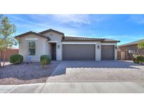 Single-story house with a three-car garage and landscaping at 1619 E Joelle Dr, Casa Grande, AZ 85122