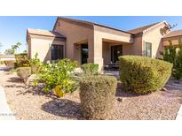 Landscaped backyard with patio and desert plants at 846 N Pueblo Dr # 113, Casa Grande, AZ 85122