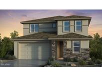 Two-story house with stone accents and a two-car garage at 7824 E Quintana Ave, Mesa, AZ 85212