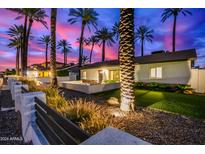Stunning curb appeal at night; single-story home with palm trees and modern landscaping at 4311 E Roma Ave, Phoenix, AZ 85018