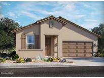 Single-story home with two-car garage and desert landscaping at 41910 W Hospitality Ln, Maricopa, AZ 85138