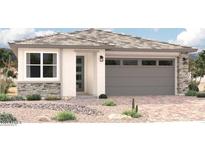 Single-story home with two-car garage and stone accents at 5420 W Las Palmaritas Dr, Glendale, AZ 85302