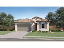 Single-story home with tile roof, two-car garage, and landscaped front yard at 16682 W Alameda Rd, Surprise, AZ 85387